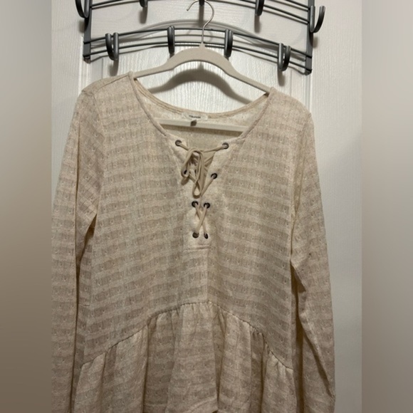 NWT Maurice’s pointelle high low‎ lace up duster top size 1X cream boho - Picture 4 of 16
